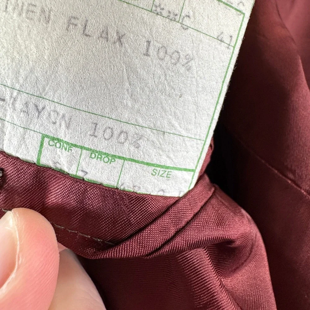 Giorgio Armani Blazer Mens 44 Burgundy Red Linen Sport Coat Made in Italy READ